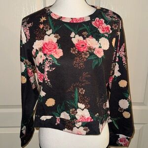 Floral Crop Sweater - Size Medium